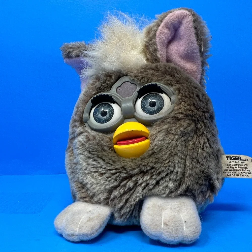 Tiger Furby Buddies 4 Inch Grey Owl Vintage 1999 Bean Bag Plush Toy